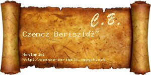 Czencz Beriszló névjegykártya